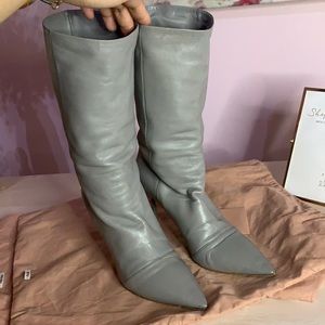 AUTHENTIC Miu Miu lambskin grey boots